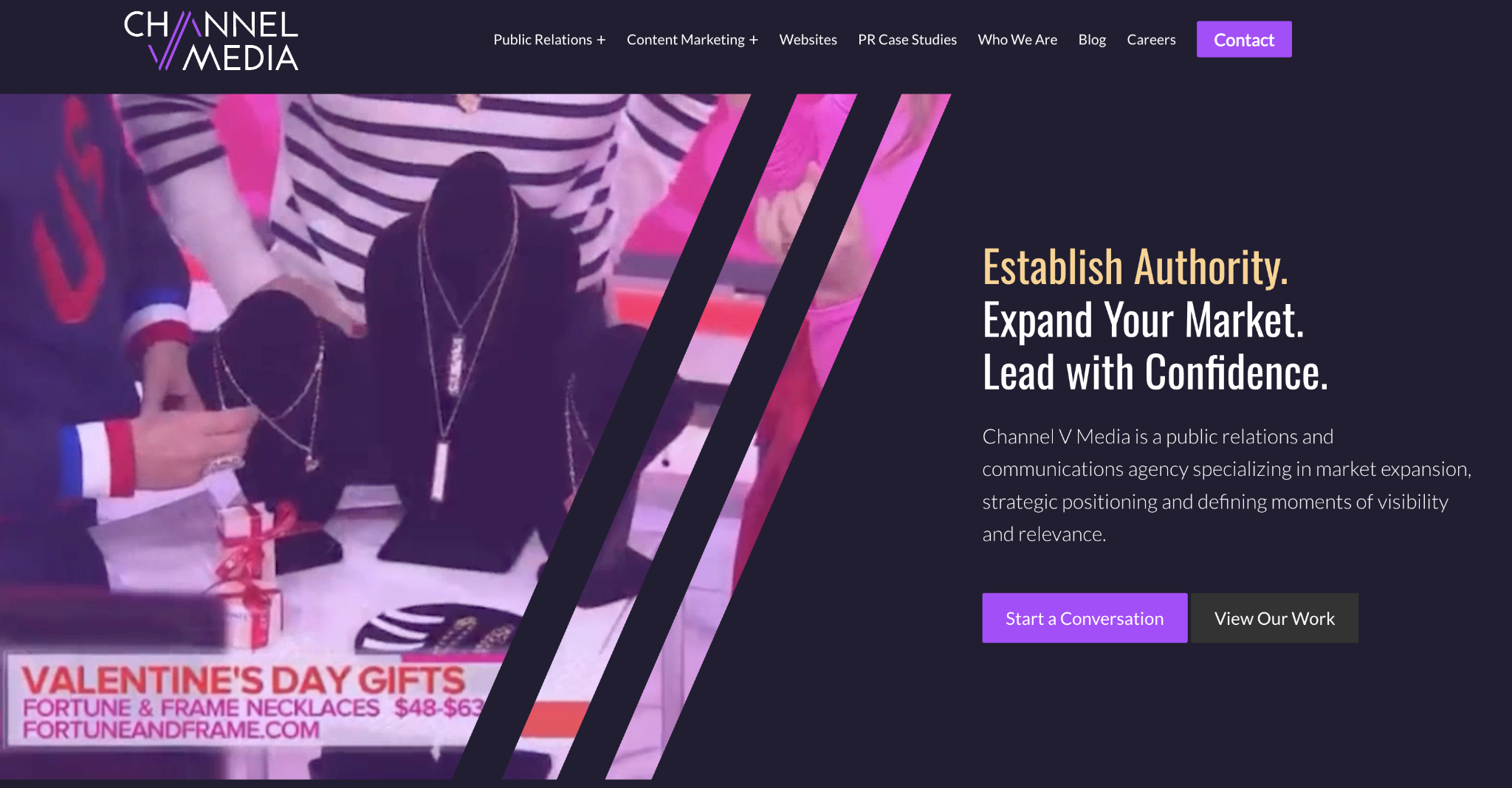 Channel V Media best SaaS digital PR agency homepage