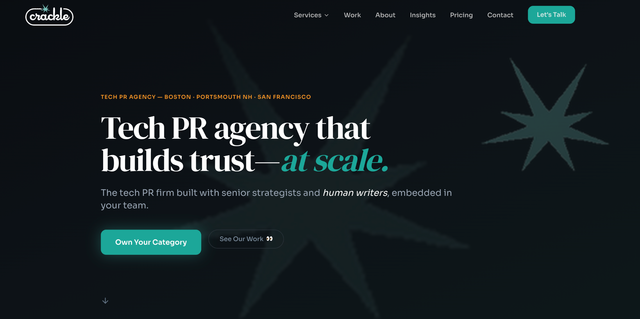 Crackle PR best SaaS digital PR agency homepage