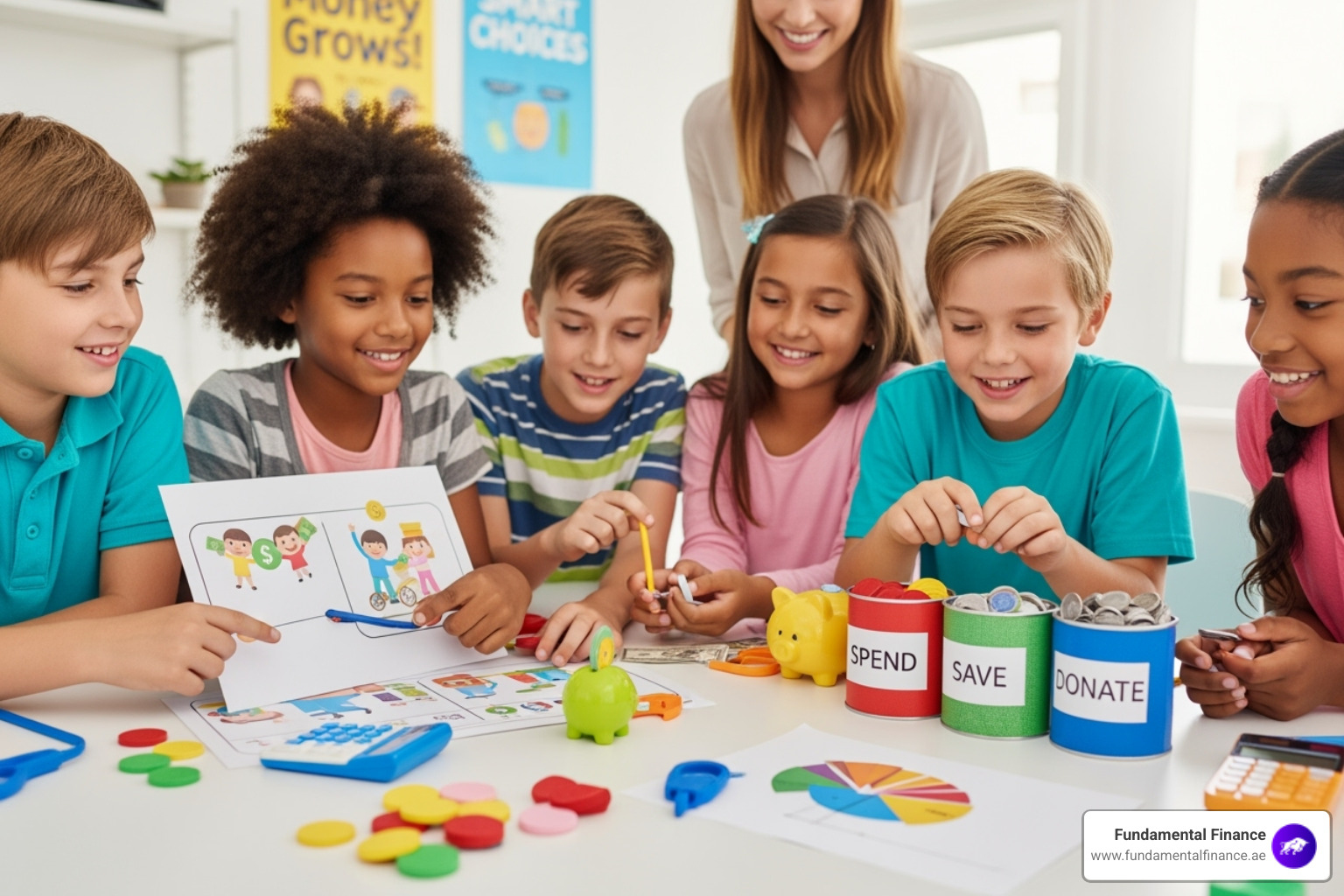 Timeline showing different financial concepts for different age groups - teach kids finance