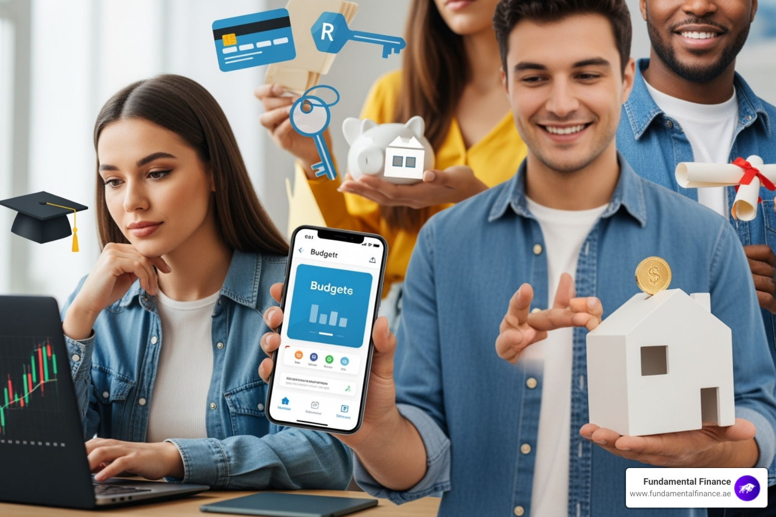 young adult looking at a roadmap that leads to financial goals like a house and car. - young adult finance