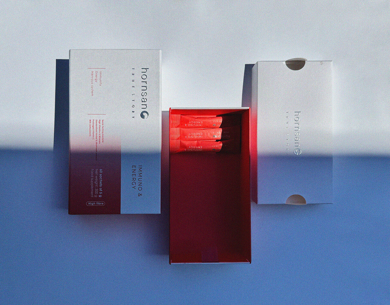 Hornsan pavadinimas brandas pakuočių dizainas