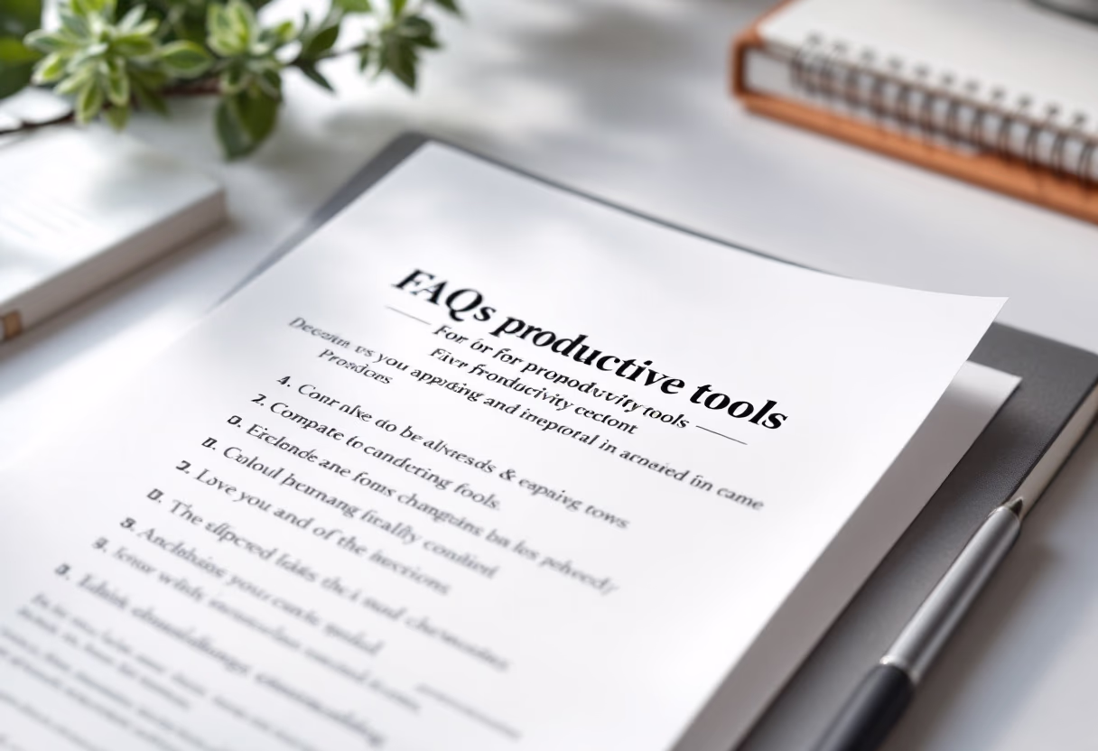 image of a document with faqs (for a productivity tools business)