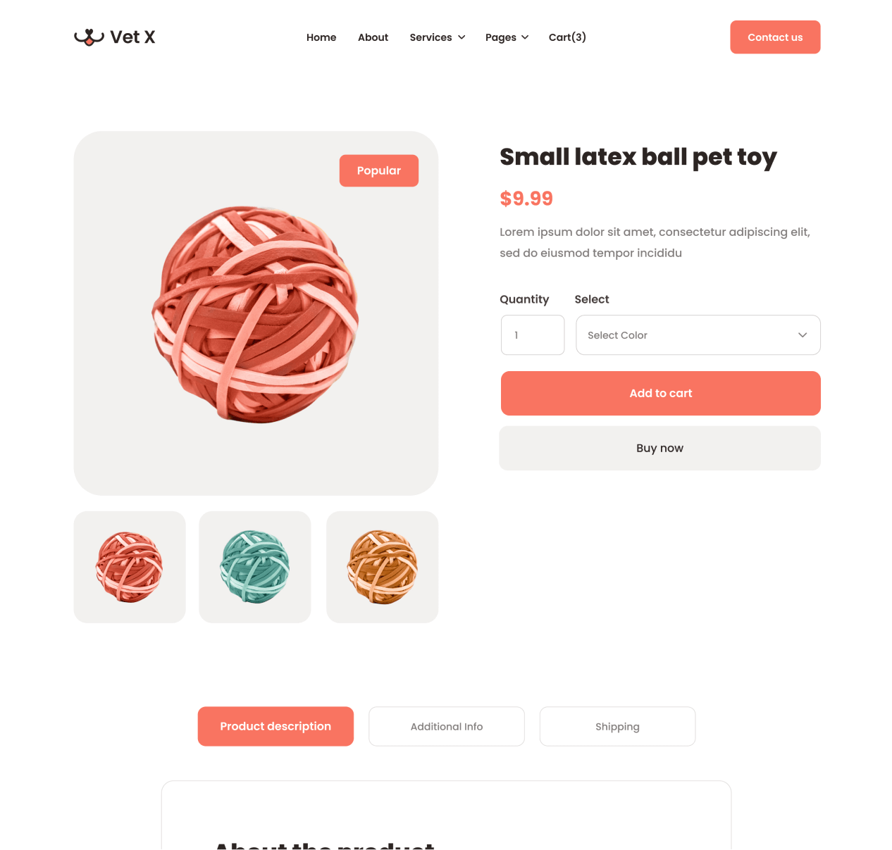 Vet X - Shop Single page - Veterinary Webflow Template