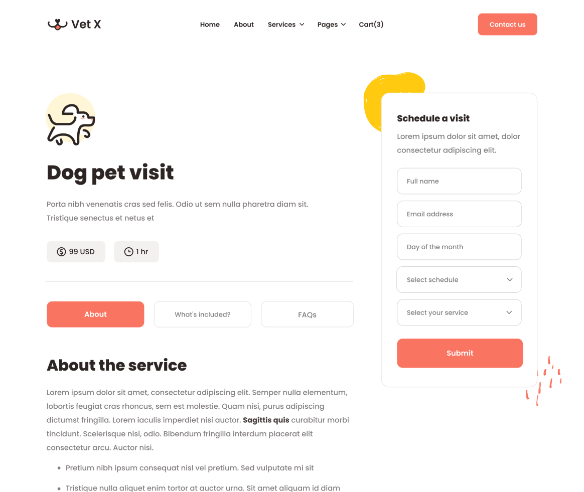 Vet X - Service Single page - Veterinary Webflow Template