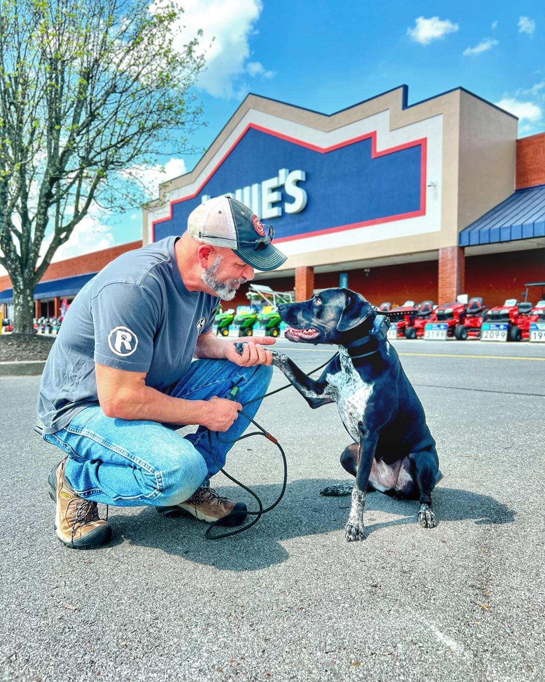 Jeff outside lowes with cute dog