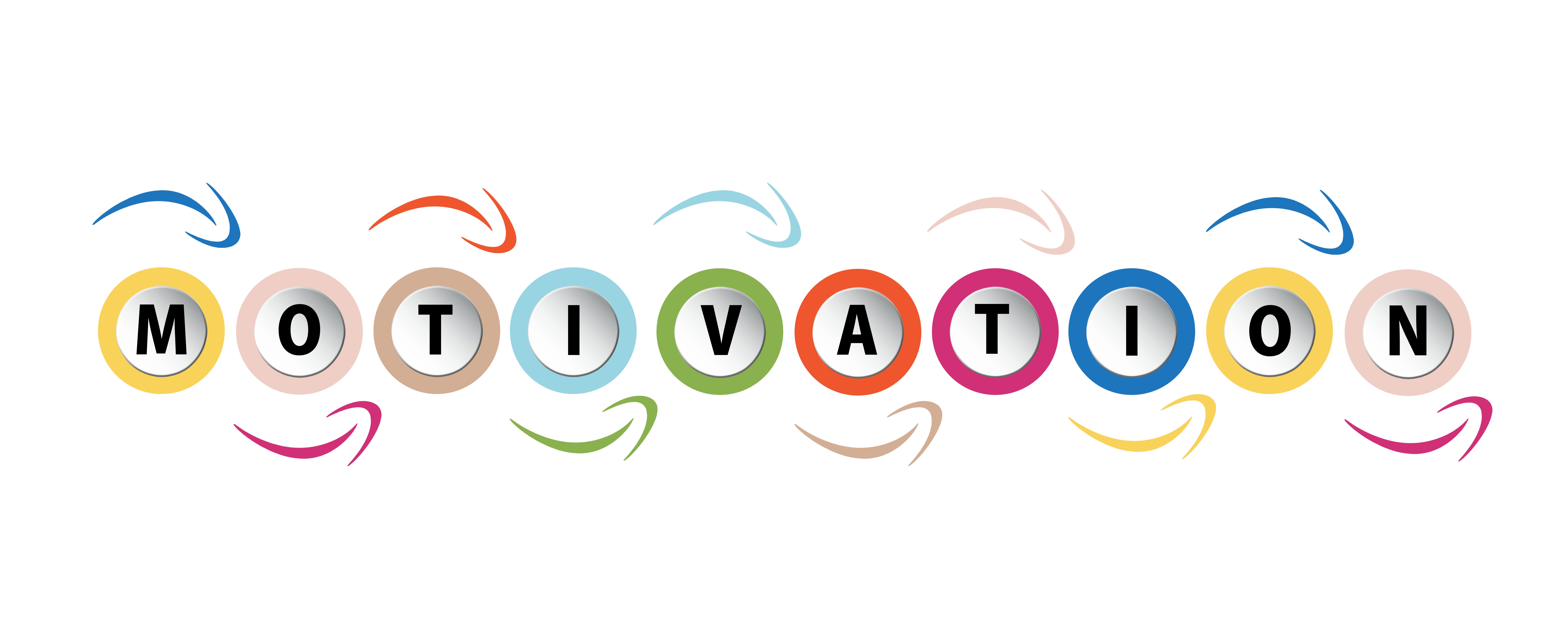 The word motivation spelled in colorful circles