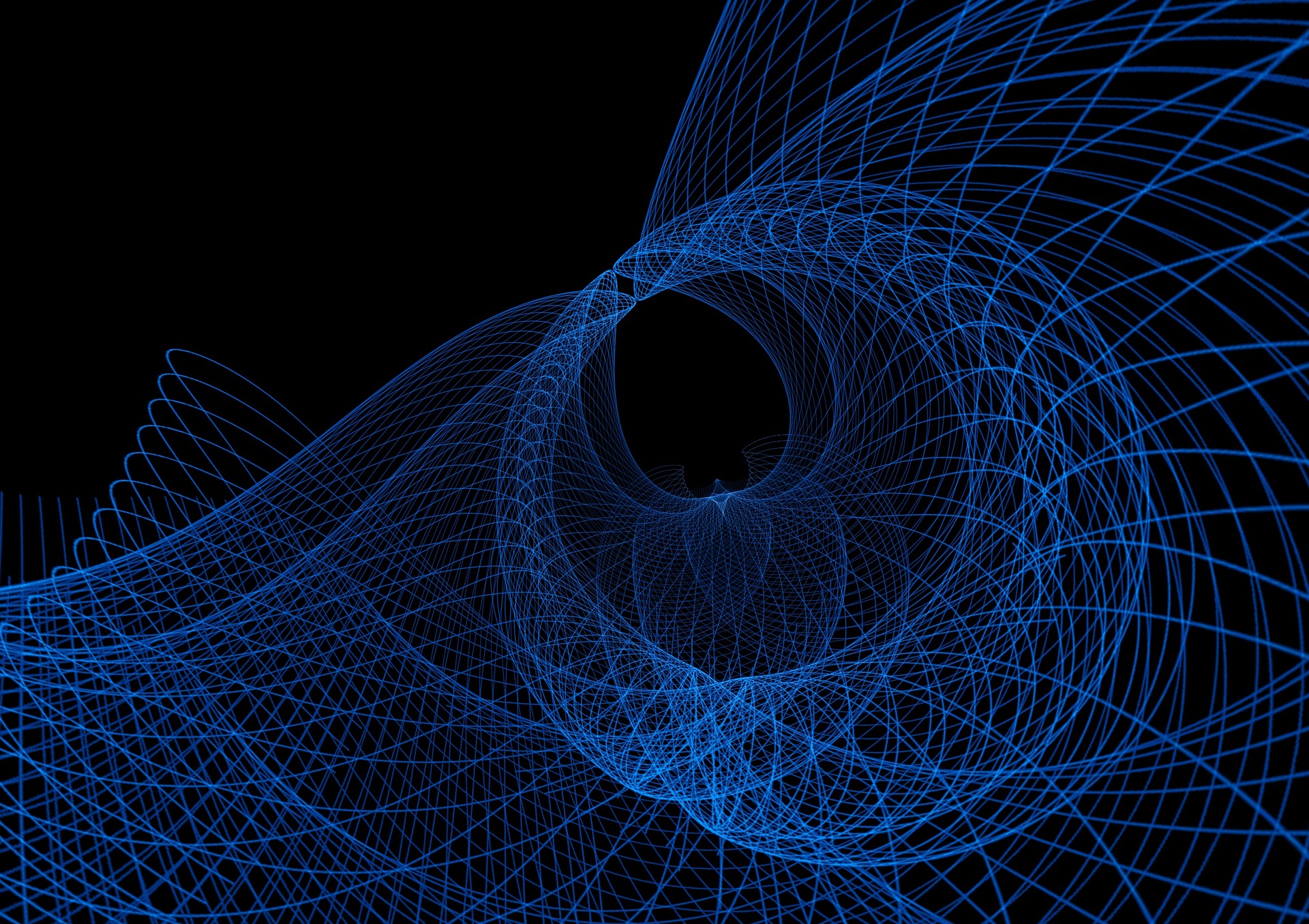 Blue wireframe tunnel