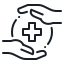 Two hands holding a medicinal cross logo