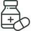 Logo of medicine and a pill bottle