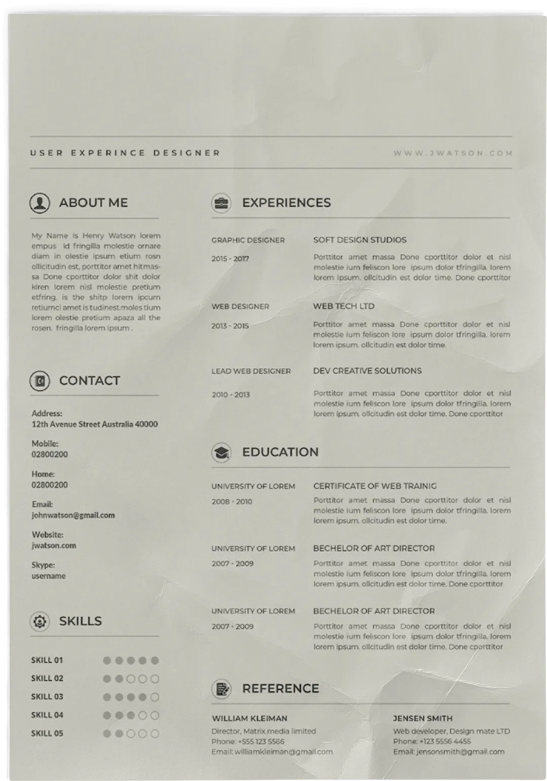 A black and white photo of a resume.