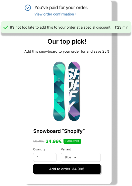 Post purchase upsell by BetterApps | Increase your AOV after checkout