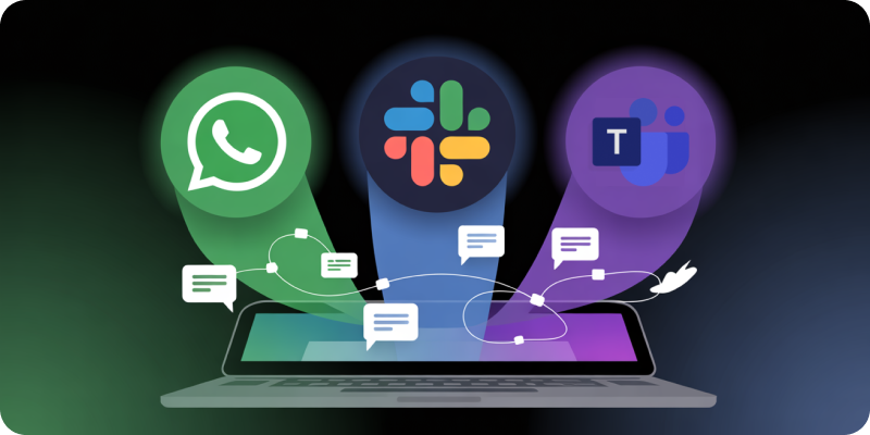 WhatsApp, Slack, and Microsoft teams