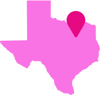 Texas in Pink with a pink map marker
