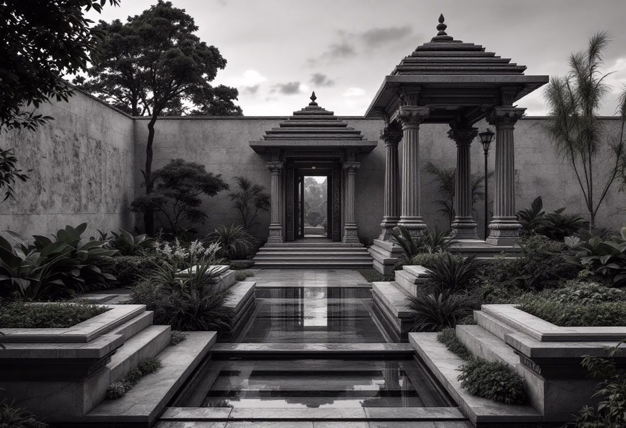 [background image] image of temple gardens (for a hindu temple)
