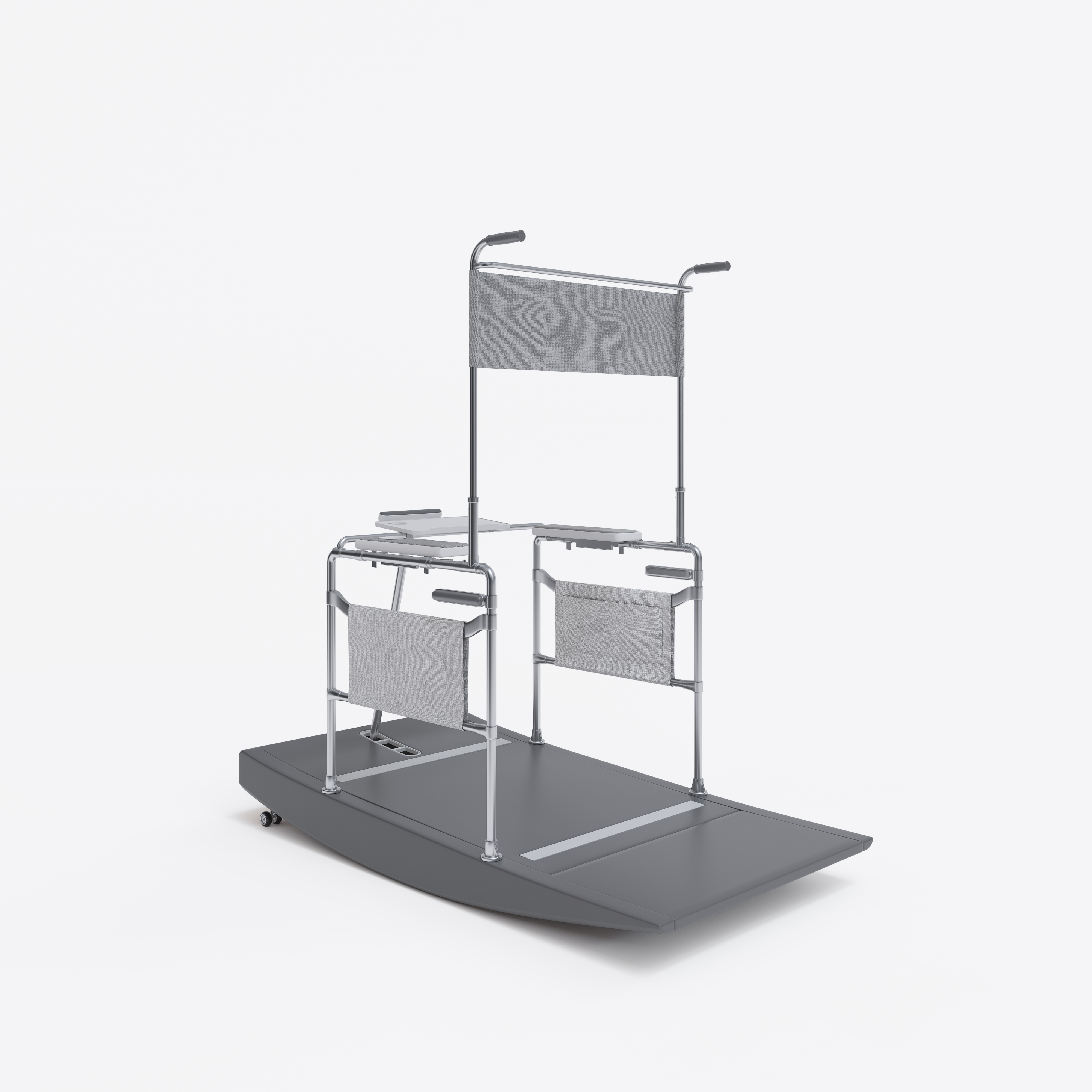 Angled back view of TheraRocker system emphasizing stability frame
