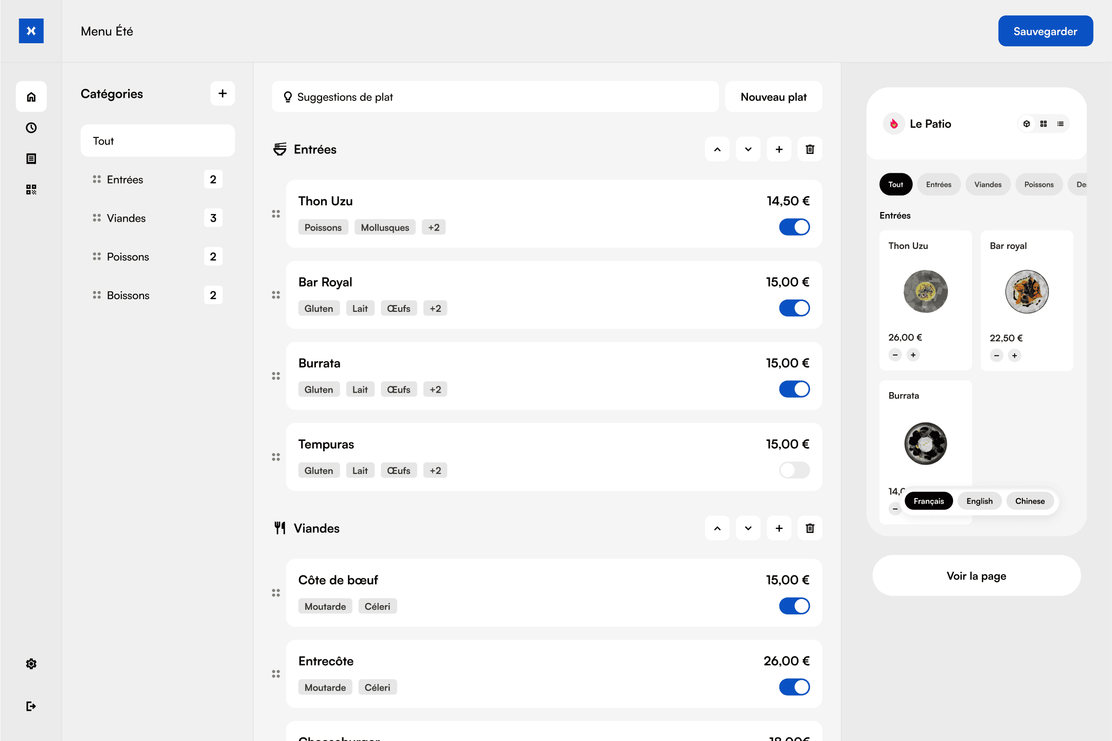 Mise en avant du Design du créateur de menu