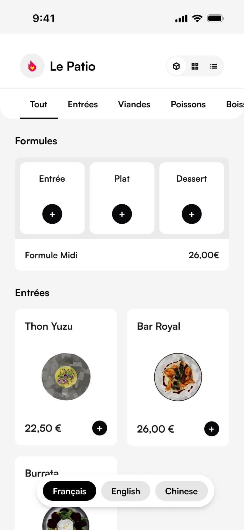 Visualisation de l'aperçu client