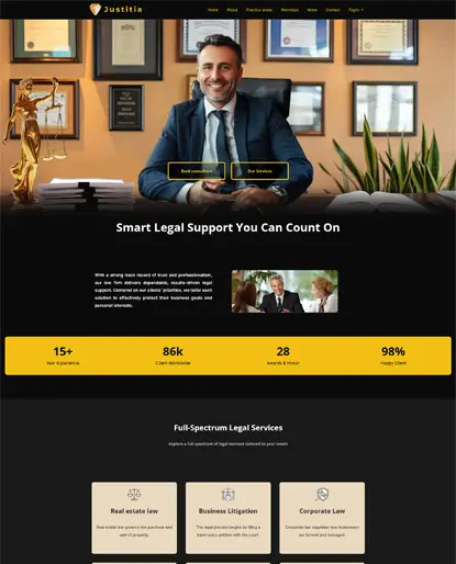 Justitia legal website homepage