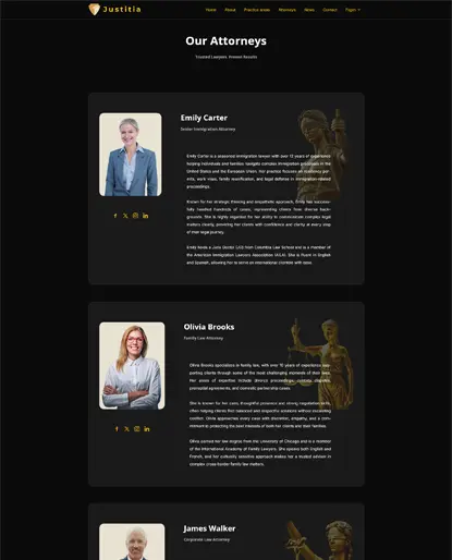 Justitia attorney presentation section