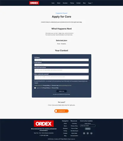 Ordex consulting apply page