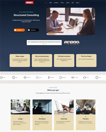 Ordex consulting website homepage