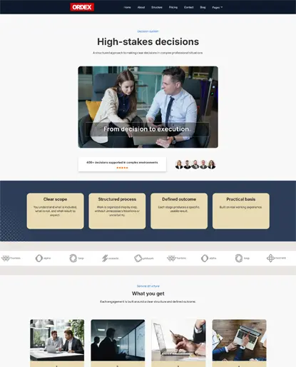 Ordex consulting website homepage 2
