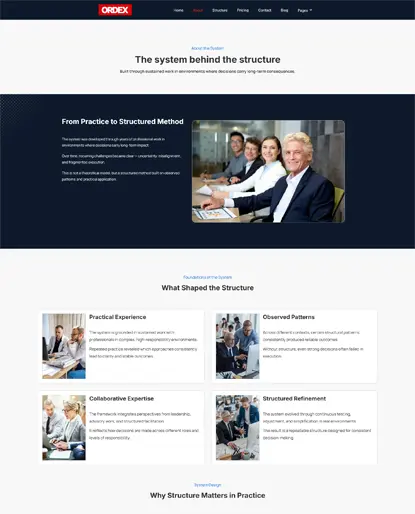 Ordex consulting website about page
