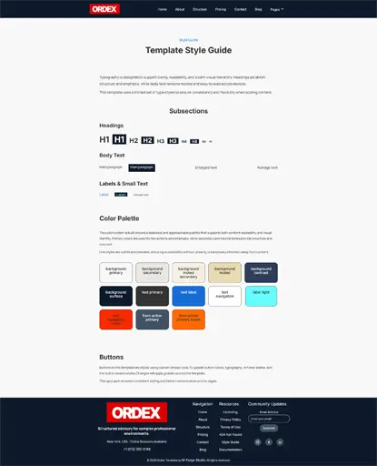 Ordex consulting style guide page