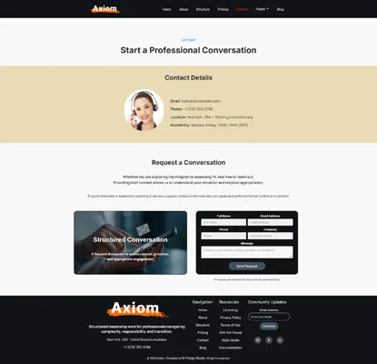 Axiom consulting contact page