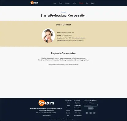 Stratum business contact page