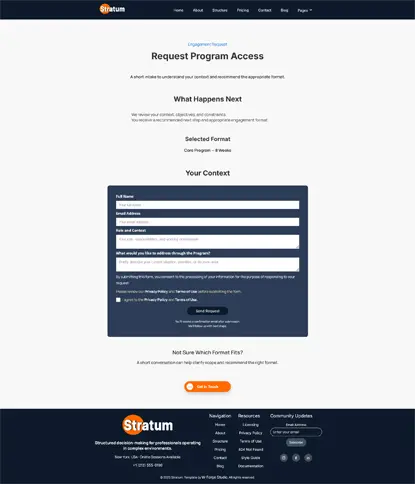 Stratum business apply page