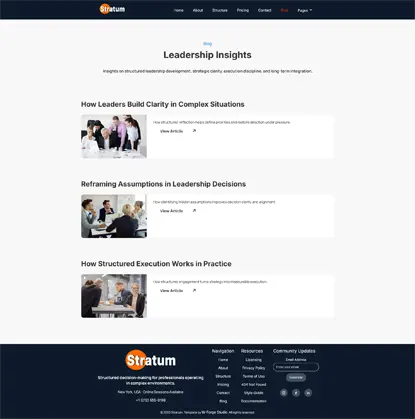 Stratum business blog page