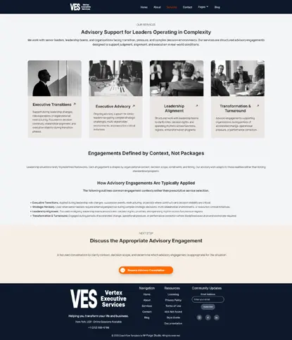 Vertex Execute business services page