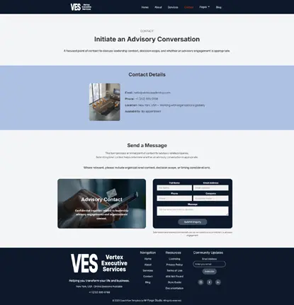 Vertex Execute business contact page
