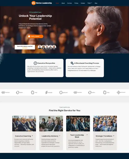 Vertex Leadership coaching homepage