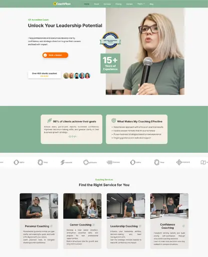 Coaching business website homepage