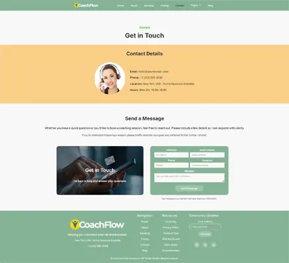 Coaching contact page
