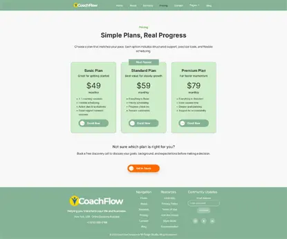 Coaching pricing page