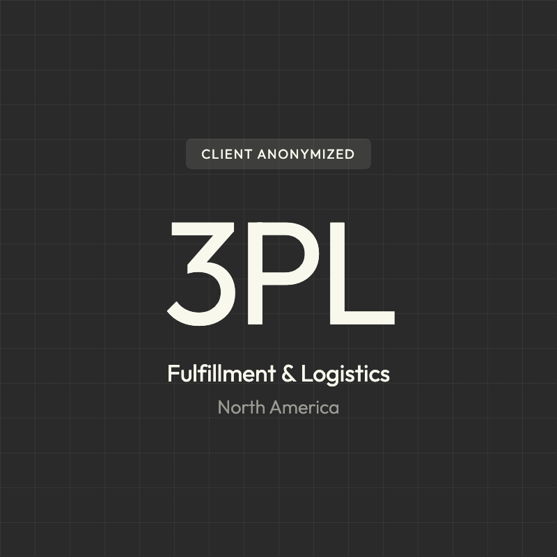 Anonymized client tile: 3PL fulfillment and logistics, North America