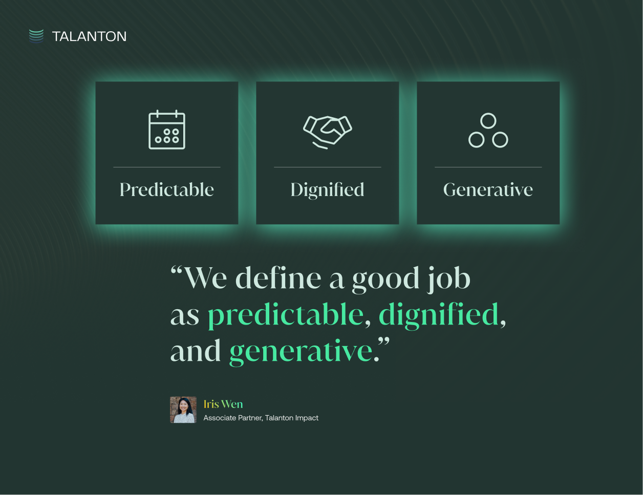 Talanton's Framework for What Makes a Good Job