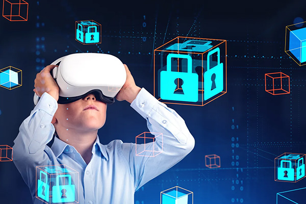 Boy wearing VR goggles