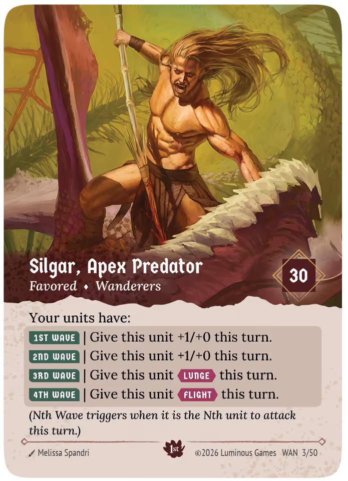 Silgar, Apex Predator Favored card from the Wanderers core set.