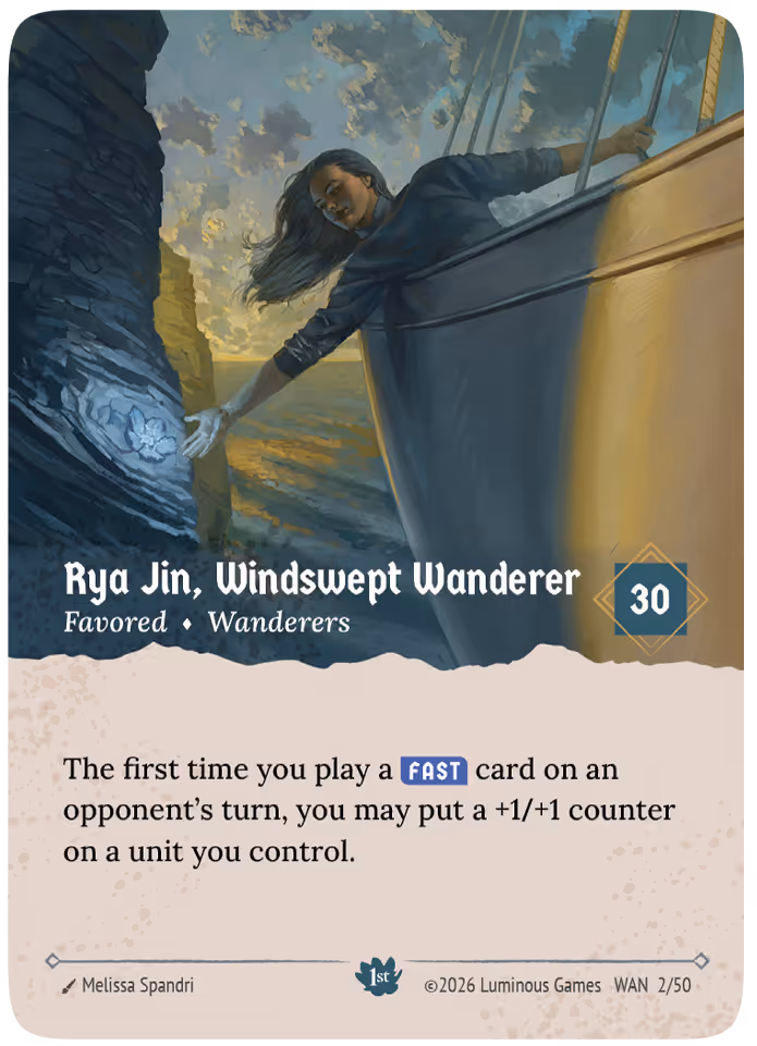 Rya Jin, Windswept Wanderer Favored card from the Wanderers core set.
