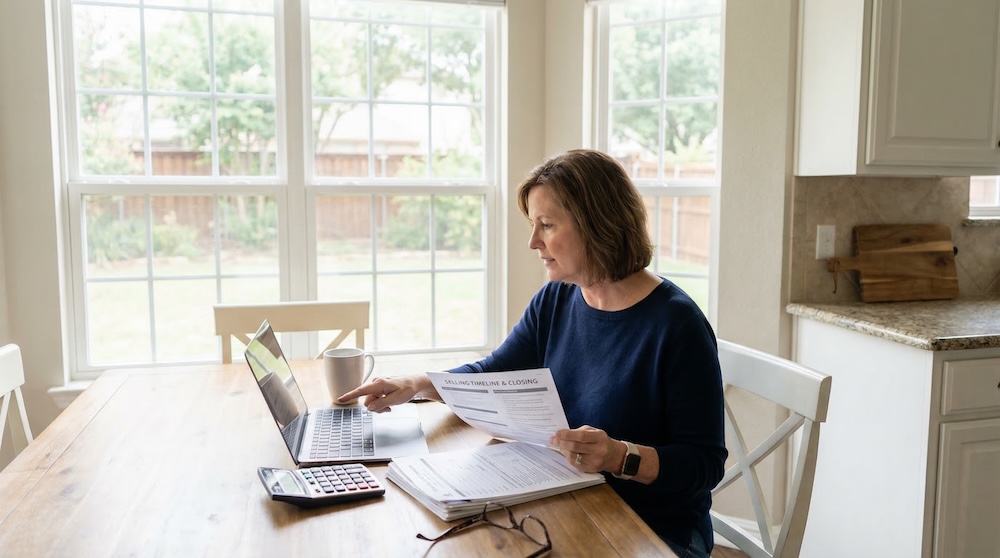 Dallas homeowner reviewing the best month to sell a home and compare selling timelines