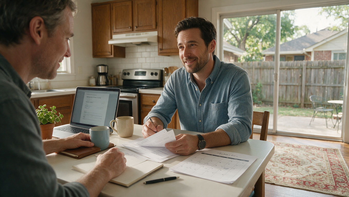 Dallas homeowner reviewing mortgage payoff and home equity before foreclosure