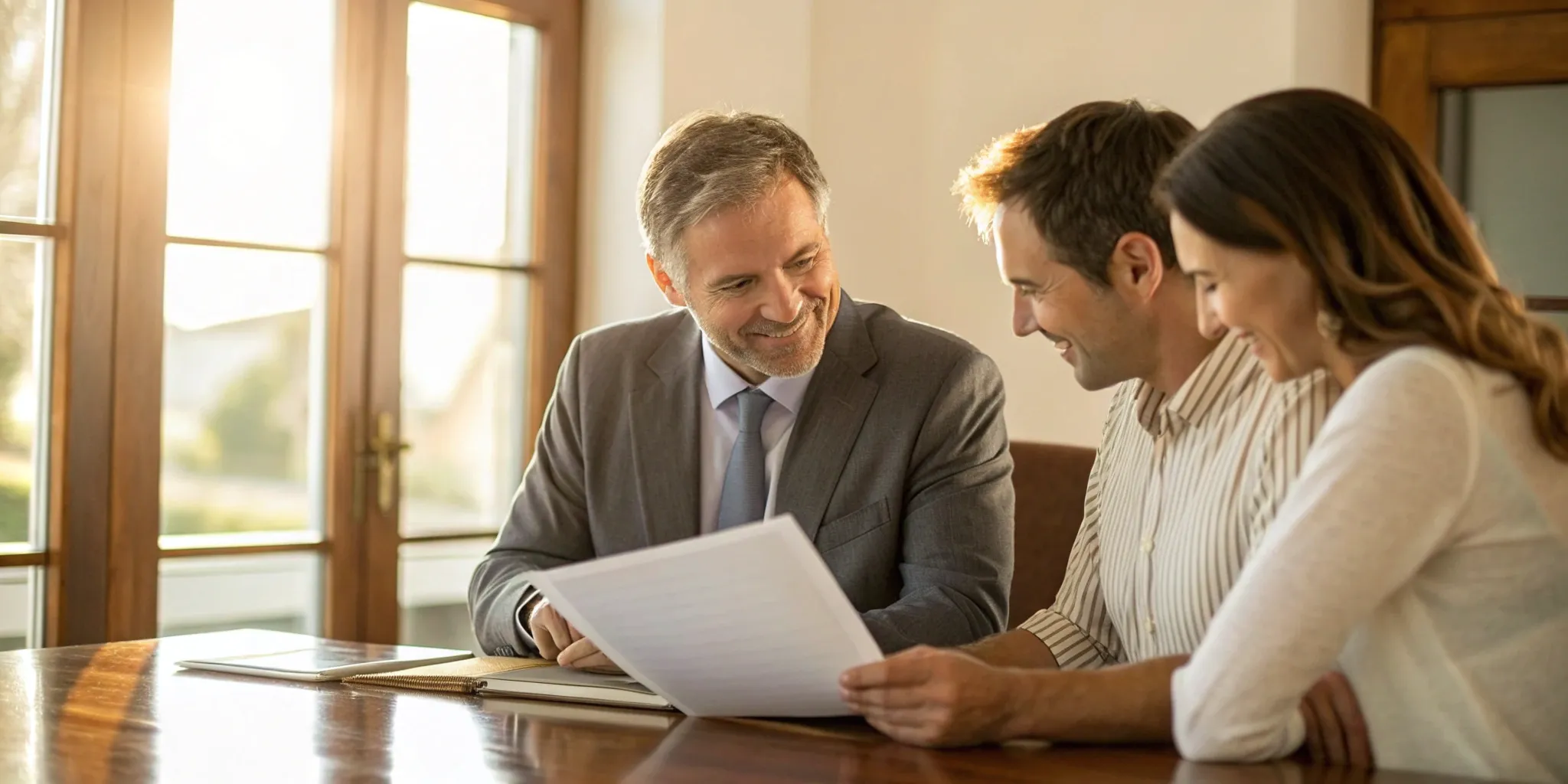Financial advisor helping a couple with their estate planning.