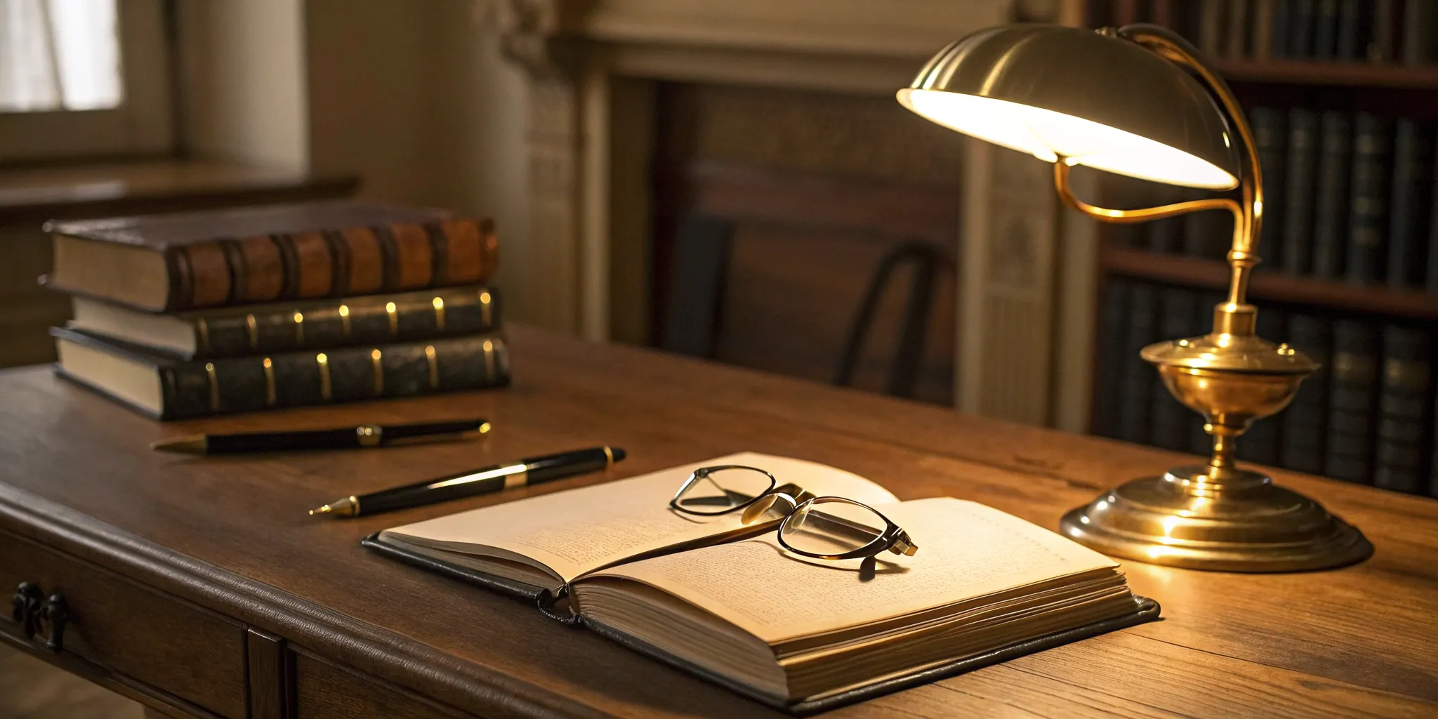 A desk with a book, pen, and glasses, outlining the steps for how to setup a revocable living trust.