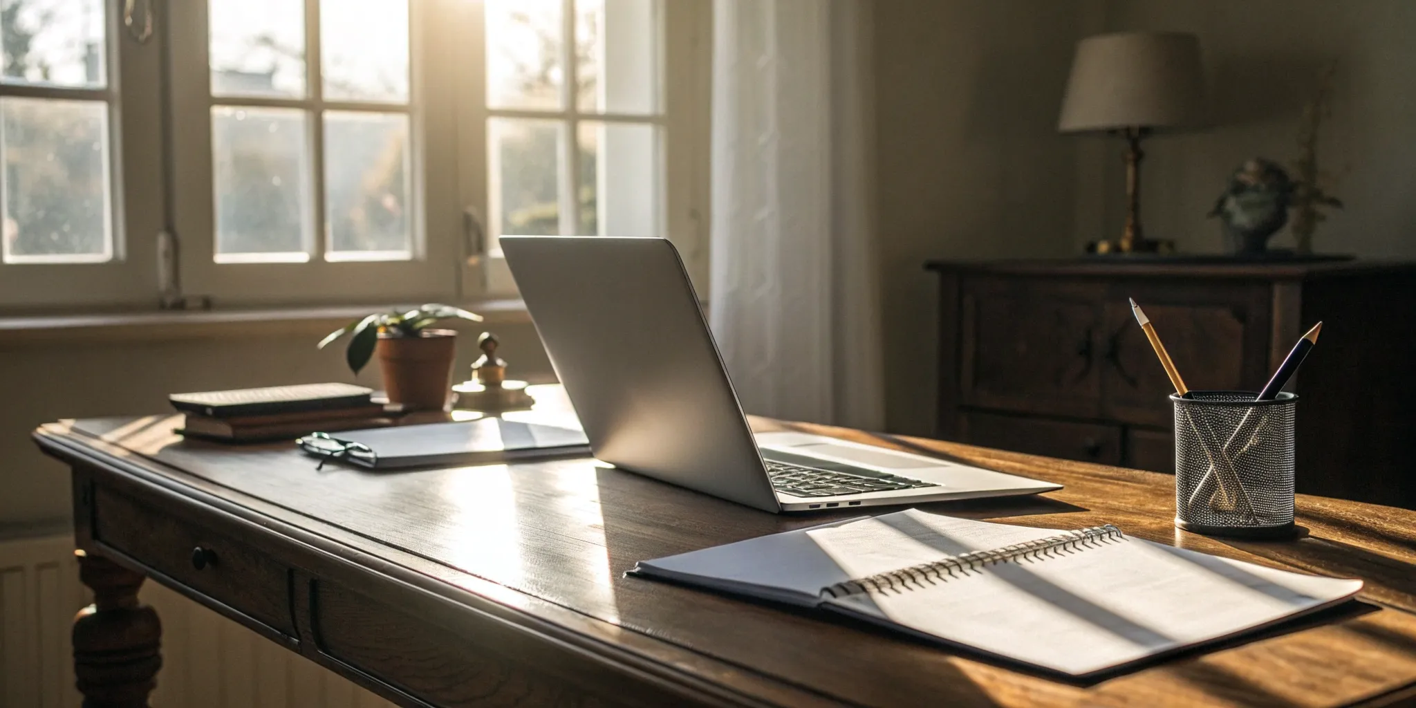 A desk with a laptop and legal documents needed to create an irrevocable trust online.