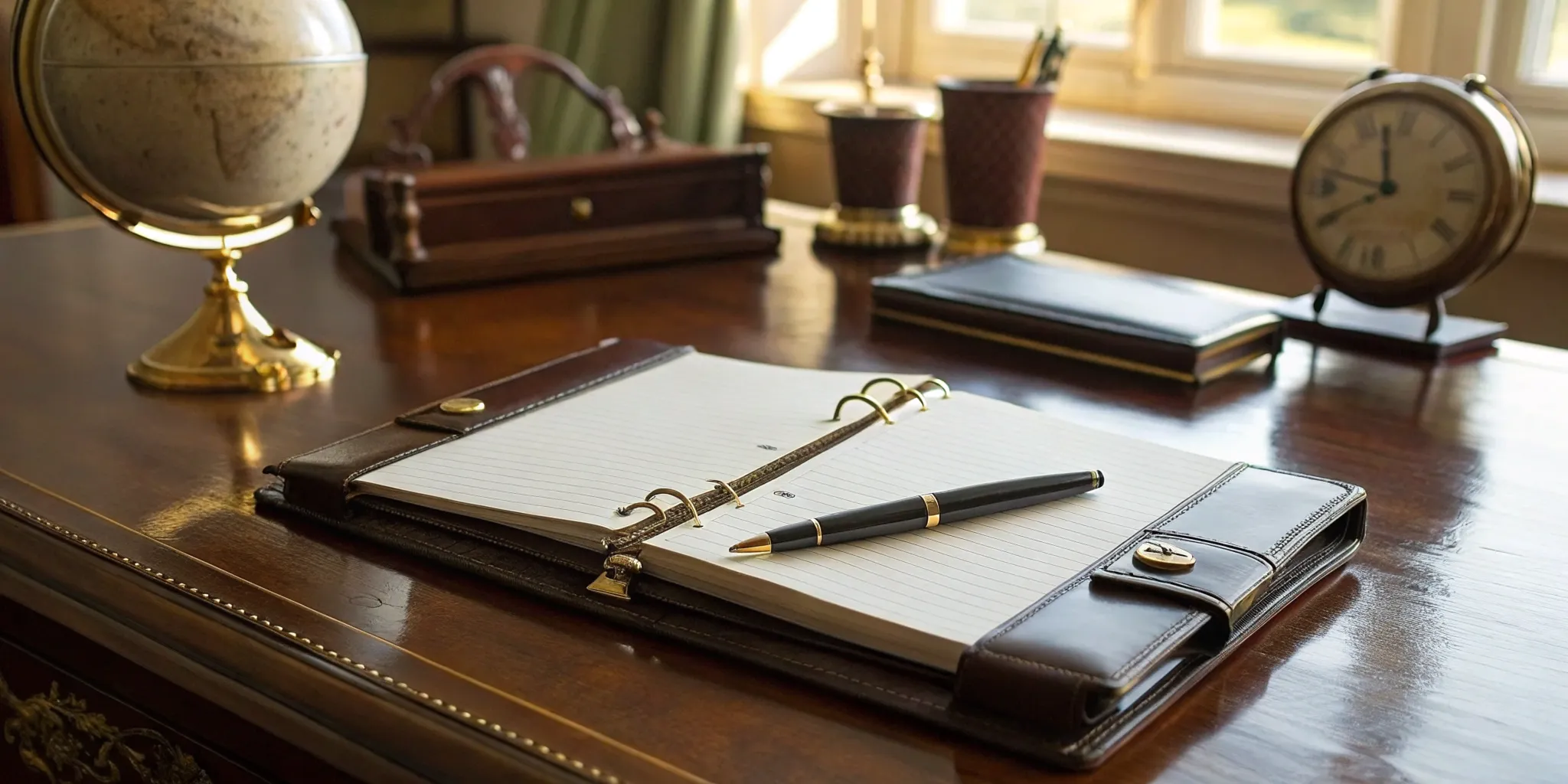 A planner and pen on a desk, used for organizing a personal infinite banking strategy.