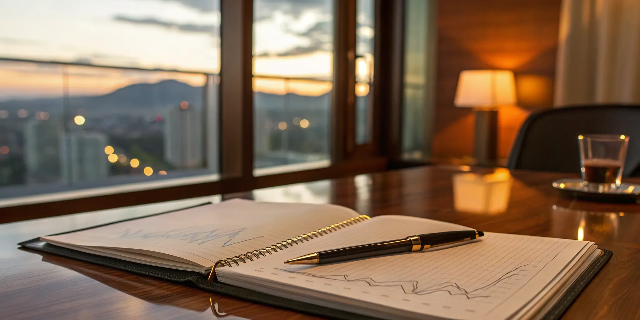 A notebook with financial charts on a desk, outlining an overfunded whole life insurance strategy.